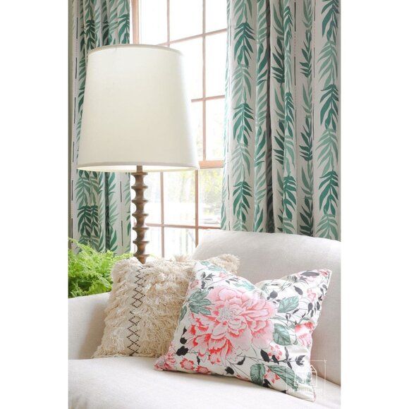 Flower Home Drew Barrymore Vintage Palm Window Panel Set Blackout Curtains 50x63 - Picture 2 of 7